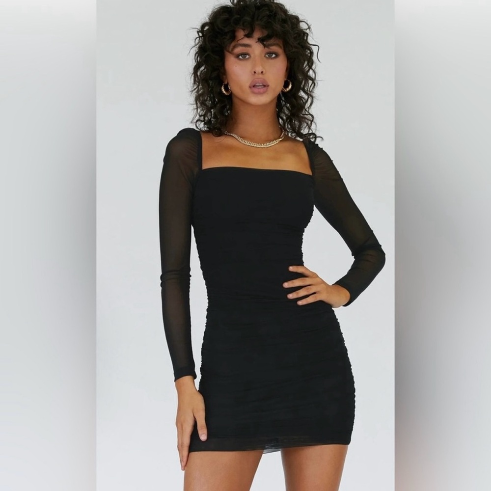 Princess Polly | Charvi Long Sleeve Mini Black Dress